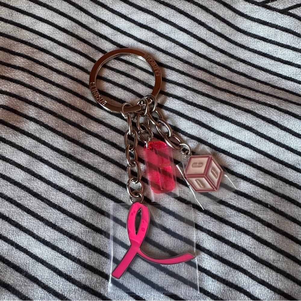 Clinique Breast Cancer Awareness Keychain with charms